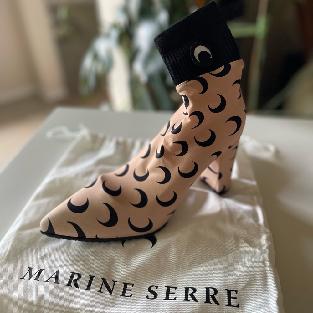 Marine Serre original 2017 crescent moon sock boots with rubber soles paid $595